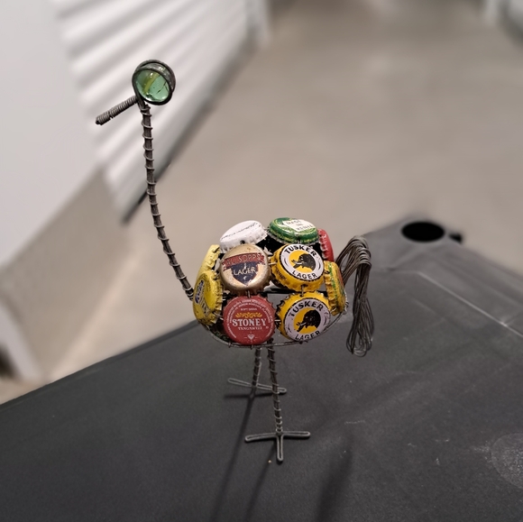 BOTTLE CAP BIRD SCULPTURE FOLK ART - Picture 2 of 6